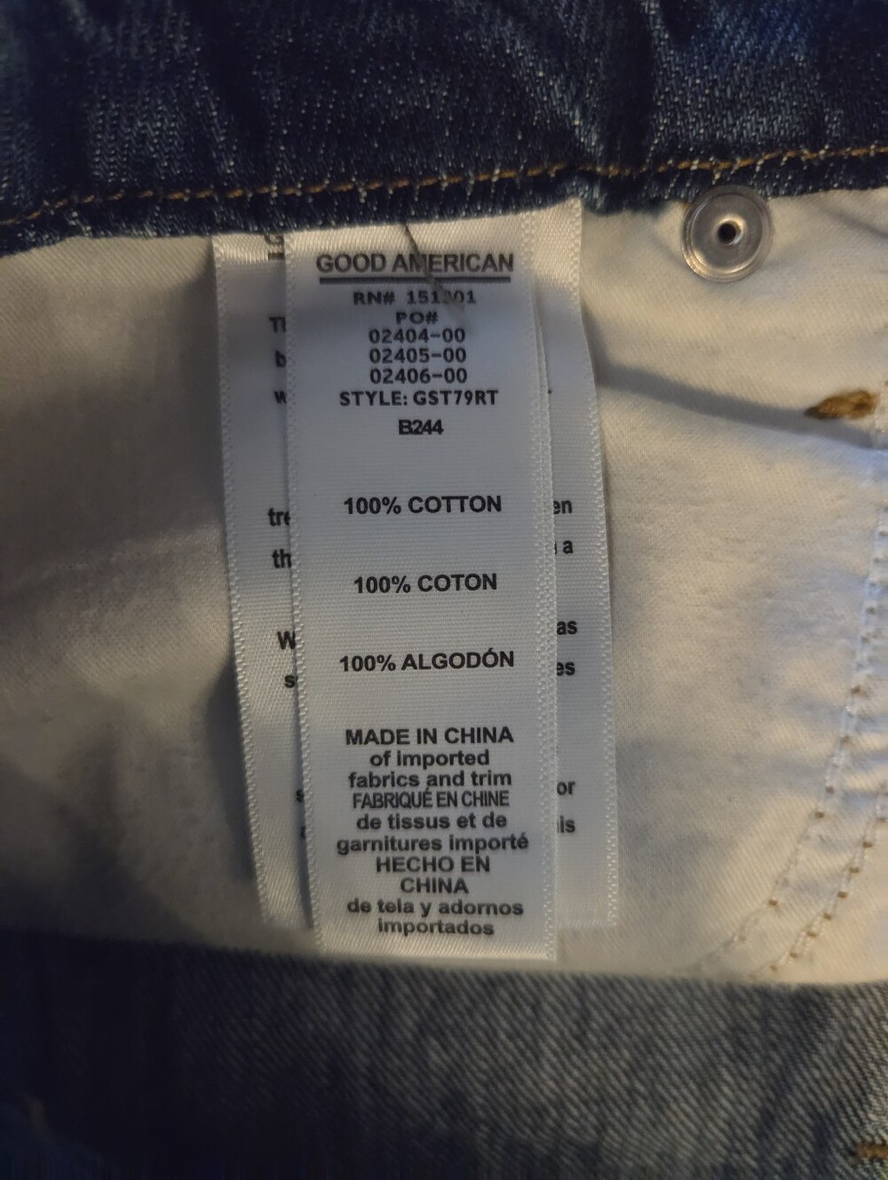 Good American Good Vintage High Rise Distressed Straight Leg Cotton Jeans, 8/29 - Picture 5 of 15